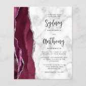 Papier Budget Bourgogne Agate Marbre Calligraphie Mariage (Devant)