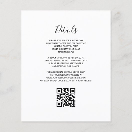 Papier Budget Bourgogne Agate Marbre QR Code Mariage (Dos)