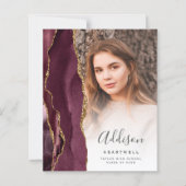 Papier Budget Bourgogne Agate Photo Grad Faire-part (Devant)