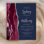 Papier Budget Bourgogne Argent Agate Marine Script Mariag