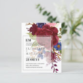 Papier Budget Bourgogne Bleu Moderne Mariage Floral Invit (Debout devant)