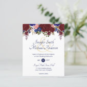 Papier Budget Bourgogne Blue Rose Mariage Invitations (Debout devant)