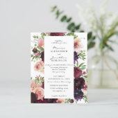 Papier Budget Bourgogne & Blush Floral Mariage sur Blanc (Debout devant)