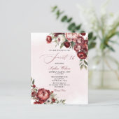 Papier Budget Bourgogne Blush Floral Sweet 16 Invitation (Debout devant)