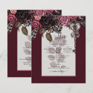 Papier Budget Bourgogne Blush Floral Wedding Inviter SATI