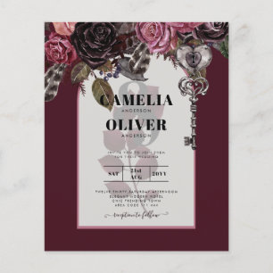 Papier Budget Bourgogne Blush Floral Wedding Inviter SATI