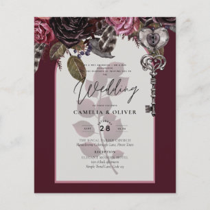 Papier Budget Bourgogne Blush Floral Wedding Inviter SATI