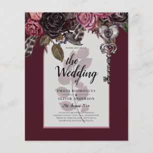 Papier Budget Bourgogne Blush Floral Wedding Inviter SATI