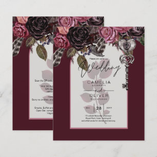 Papier Budget Bourgogne Blush Floral Wedding Inviter SATI