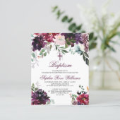 Papier BUDGET Bourgogne Blush Girl Baptême Invitation (Debout devant)
