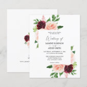 Papier Budget Bourgogne & Blush Pink 4 Floral Mariage (Devant / Derrière)