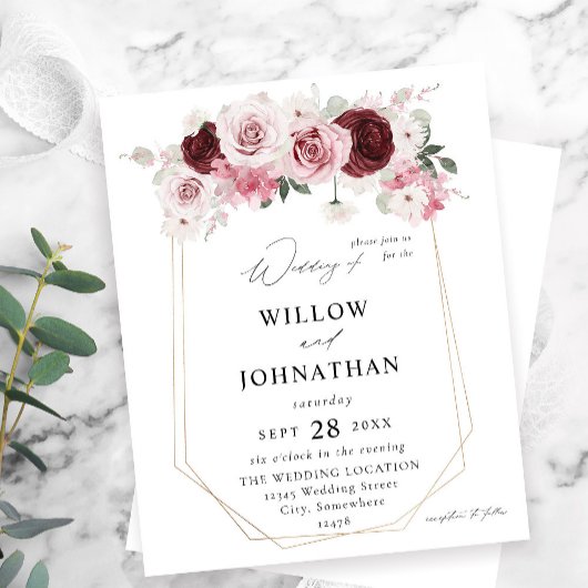 Papier Budget Bourgogne & Blush Pink 6 Ele Mariage Floral