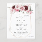 Papier Budget Bourgogne & Blush Pink 6 Ele Mariage Floral (Devant)