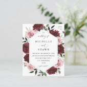 Papier Budget Bourgogne & Blush rose 6 Floral Mariage (Debout devant)