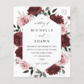 Papier Budget Bourgogne & Blush rose 6 Floral Mariage (Devant)