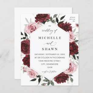 Papier Budget Bourgogne & Blush rose 6 Floral Mariage