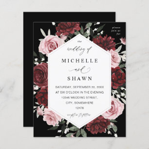 Papier Budget Bourgogne & Blush rose 6 Floral - Noir