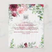 Papier BUDGET Bourgogne Blush Rose Floral Wedding INVITE (Dos)