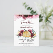 Papier Budget Bourgogne Citrouille Baby shower Invitation (Debout devant)