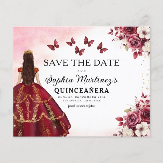 Papier Budget Bourgogne Enregistrer la date Anniversaire  (Devant)