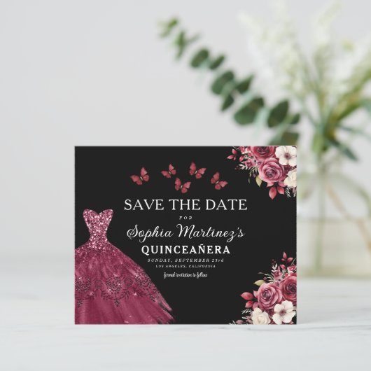 Papier Budget Bourgogne Enregistrer la date Anniversaire  (Debout devant)