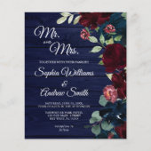 Papier Budget Bourgogne et Faire-part de mariage de bois  (Devant)