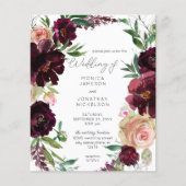 Papier Budget Bourgogne et Mariage floral rose pâle (Devant)