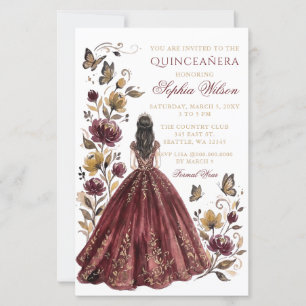 Papier Budget Bourgogne Fleur Princesse Quinceañera