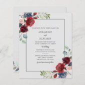 Papier Budget Bourgogne Floral Aquarelle Moderne Mariage (Devant / Derrière)