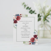 Papier Budget Bourgogne Floral Aquarelle Moderne Mariage (Debout devant)