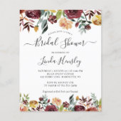 Papier Budget Bourgogne Floral Bridal Showinvitations (Devant)