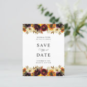 Papier Budget Bourgogne Floral Enregistrer la date Invita (Debout devant)