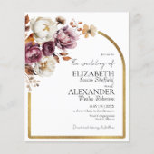 Papier Budget Bourgogne Floral | Faire-part de mariage ph (Devant)