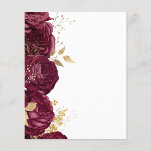 Papier Budget Bourgogne Floral Gold Script Wedding Invita (Dos)