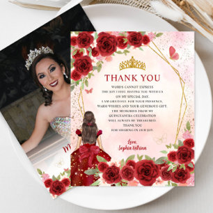 Papier Budget Bourgogne Floral Quinceañera Merci photo
