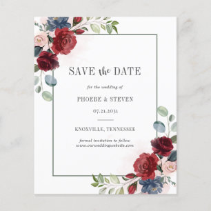 Papier Budget Bourgogne Floral Rustic Enregistrer la date