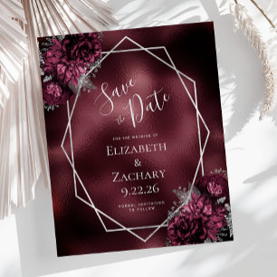 Papier Budget Bourgogne Floral Silver Geo Enregistrer la 