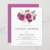 Papier Budget Bourgogne Florals Couples Douche Invitation (Devant / Derrière)