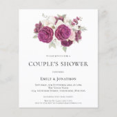 Papier Budget Bourgogne Florals Couples Douche Invitation (Devant)