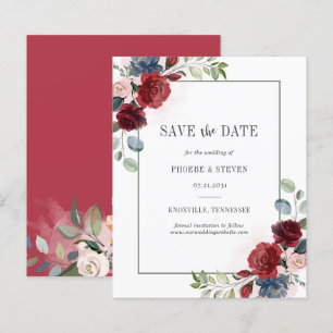 Papier Budget Bourgogne Flore verte Enregistrer la date