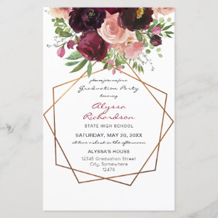 Papier Budget Bourgogne & Frame Floral Rose Grad Party