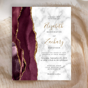 Papier Budget Bourgogne Gold Agate Marbre Mariage Invitat