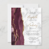 Papier Budget Bourgogne Gold Agate Marbre QR Code Mariage (Devant)