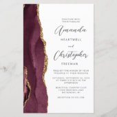 Papier Budget Bourgogne Gold Agate QR Code Mariage (Devant)
