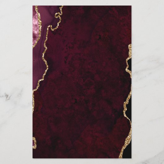 Papier Budget Bourgogne Gold Agate Script Mariage Invitat (Dos)