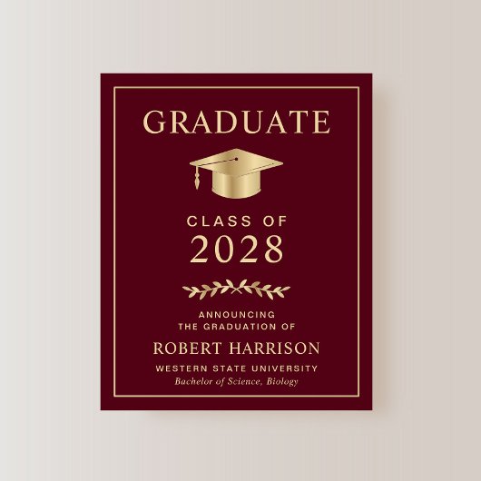 Papier Budget Bourgogne Gold Graduation Faire-part