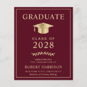 Papier Budget Bourgogne Gold Graduation Faire-part (Devant)