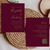 Papier Budget Bourgogne Gold QR Code Mariage Invitation