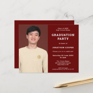 Papier Budget Bourgogne Grad Photo Invitation de graduati