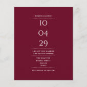Papier Budget Bourgogne Mariage Date Invitation (Devant)